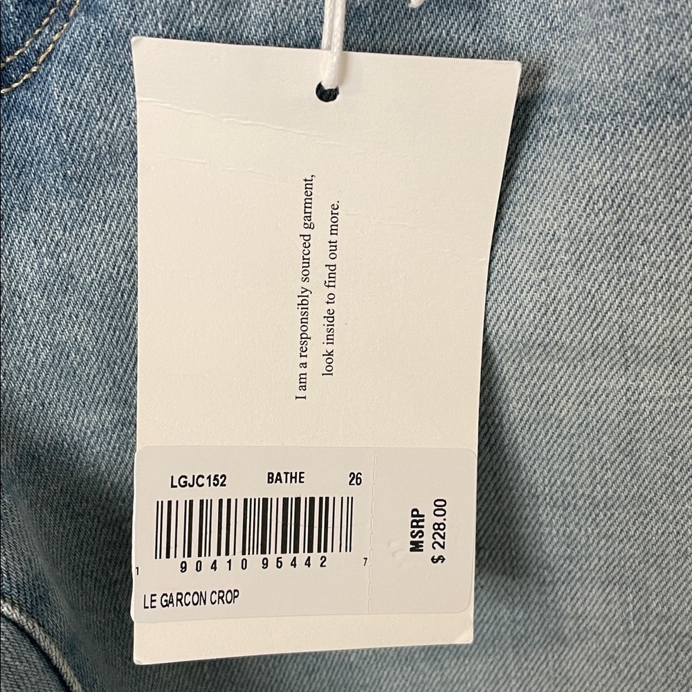 NWT Frame Le Garçon Crop Mid-Rise Straight Fit Denim Light Wash Jeans Size 26 - Picture 4 of 12